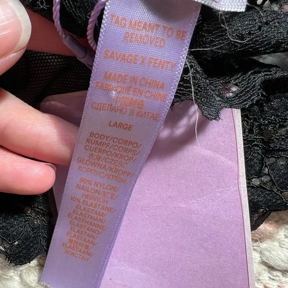 Savage X Fenty Floral Lace And Mesh Bralette Black Caviar size L NWT - Picture 13 of 14